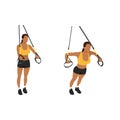 Woman doing TRX Suspension straps chest press exercise.