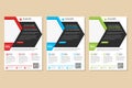 Business flyer design template use half hexagon for space for photo collage