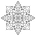 Decorative mandala with classical floral elements on white isolated background.