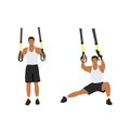 Man doing TRX Suspension straps side step. Lateral lunges exercise Royalty Free Stock Photo