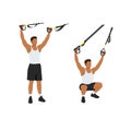 Man doing TRX Suspension straps overhead squats exercise. Royalty Free Stock Photo