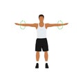 Man doing Standing arm circles exercise. Flat vector