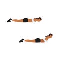 Woman doing Back extensions exercise. Flat vector