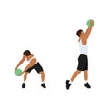 Man doing Medicine ball wood chops. chops exercise.