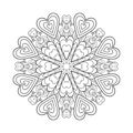 Abstract mandala with heart and lines patterns onw white isolated background. Royalty Free Stock Photo