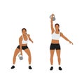 Woman doing Single arm kettlebell snatch exercise.