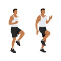 High knees. Front knee lifts. Run. and Jog on the spot