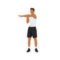 Man doing Standing cross body arm. Shoulder stretch