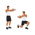 Man doing Lunge twists exercise. Flat vector