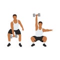 Man doing dumbbell hang snatch exercise. Flat vector