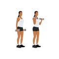 Woman doing dumbbell bicep hammer curls.