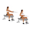 Woman doing Seated Low cable back rows exercise.