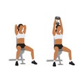 Woman doing Seated tricep press. overhead extensions