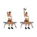 Woman doing Seated Single arm overhead dumbbell tricep extensions