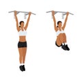 Woman doing Hanging knee raises exercise. Flat vector