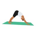 Man doing Adho mukha svanasana or downward facing dog yoga