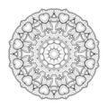 Decorative mandala with heart and striped patterns on white isolated background. Royalty Free Stock Photo