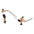 Man doing battle rope double arm slams exercise