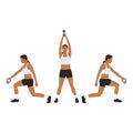 Woman doing Lunge sweeps exercise. Flat vector