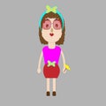 design of cute girl cartoons character