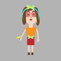 design of cute girl cartoons character