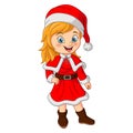 Cartoon little girl wearing santa claus costume Royalty Free Stock Photo