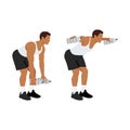 Man doing Bent over water bottle flyes exercise.