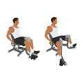 Man doing Adductor. Adduction inner thigh machine