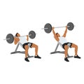 Incline barbell bench press exercise. Flat vector