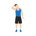 Man doing neck stretch exercise. Flat vector