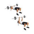 Man doing Close grip overhand barbell bench press Royalty Free Stock Photo