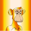 Golden bored monkey on gold radiant gradient background