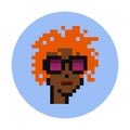 orange hair lady wearing fancy glasses cryptopunks nft pixel art