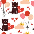 Seamless pattern cute cartoon animals with pink element. for valentine card, wallpaper, gift wrapping paper Royalty Free Stock Photo