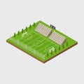 Isometric soccer field stadium building for football sport isolated vector Royalty Free Stock Photo