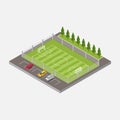 Isometric soccer field stadium building for football sport isolated vector Royalty Free Stock Photo