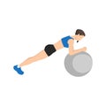 Woman doing Swiss ball plank. abdominals exercise Royalty Free Stock Photo