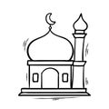 Simple mosque hand drawn vector illustration