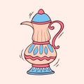 Islamic teapot with colored hand drawn vector illustration