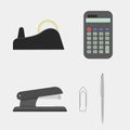 Office supplies set in flat design style