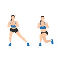 Woman doing Side lunge to curtsy lunge exercise. Royalty Free Stock Photo