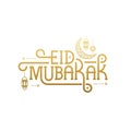 Selamat hari raya idul fitri means happy eid al fitr vector illustration. Eid mubarak lettering typography