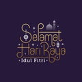 Selamat hari raya idul fitri means happy eid al fitr vector illustration. Eid mubarak lettering typography