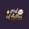 Selamat hari raya idul adha means happy eid al adha vector illustration. Eid mubarak lettering typography