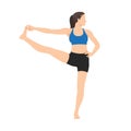 Woman doing extended hand to big toe pose utthita hasta padangusthasana exercise