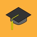 An illustration collection of bachelor cap icons used in elementary, high school, university, and graduation ceremonies.