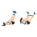 Woman doing Band leg abduction crunch exercise.