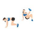 Woman doing Breakdancer kick exercise. Flat vector