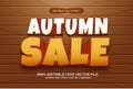 Autumn sale,sale 3d,editable text effect. Royalty Free Stock Photo