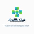 Health chat logo vector design with plus sign. Royalty Free Stock Photo